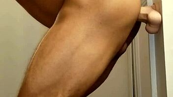 Ivory white twink has fun with dildo in shower 😊