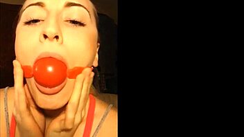 Gagged blonde slut bound in homemade sex tape 😩