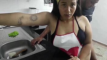 something happened in the kitchen, i called my husband for help, he licked my pussy and came in my ass - part 1