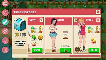 In nutaku booty farm hentai game, blonde milf explores big tits and ass in part 22