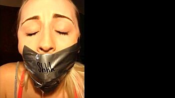 Amateur gagged and bound in BDSM sex tape