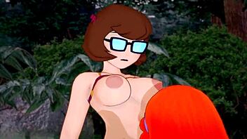 Intense lesbian action between Velma and Daphne in scooby doo porn