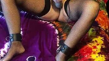Amateur wife uses caning and vibrator for masturbation