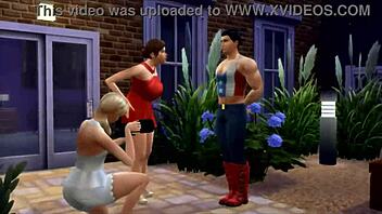 Sims 4 Супердуд в дикой 3D тройке с 18+ подростками