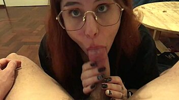 nerdy girl says 'suck my cock' while blowing him pov