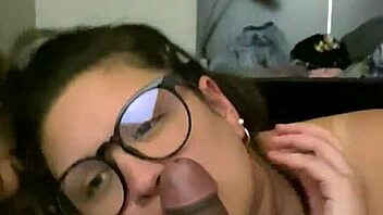 Interracial thot gives a deepthroat blowjob to a teacher