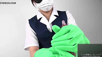 i love giving a handjob with latex gloves on, feeling the fetish thrill as an asian japanese woman