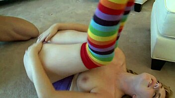 lexi belle rides a huge dick with her rainbow sox on, so hot