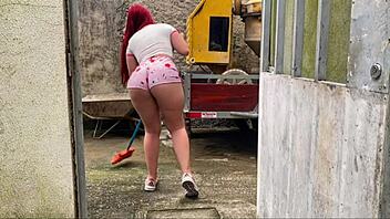 I HIRED this LATINA REDHEAD EMPLOYEE with a NICE ASS in SHORTS and got EXCITED