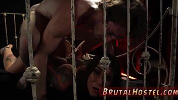 Intense BDSM scene with a young submissive and a Russian mistress
