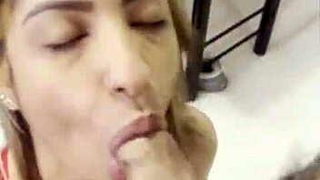 Big Tits Tattoo Latina Slut Sucks Big Fat White Cock and Receives Huge Cumshot in Interview