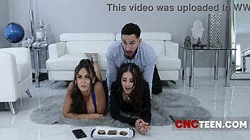 Overpowered stepsister Sofia Reyez takes control and fucks stepbrother in front of friend