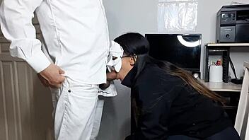 latina amateur gives boss anal creampie