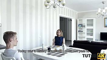 Guy Creams Teacher's Face Then Shoves Cock In Tight Hole