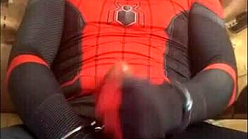 Gay Spiderman Enjoys Solo Time In His Spandex Suit
