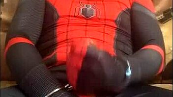 Gay Spiderman Enjoys Solo Time In His Spandex Suit