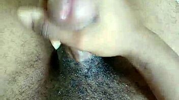 Black cocked twink cums on stomach