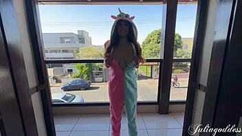 Liquid lunch with a big unicorn cock