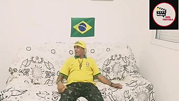 Latina brunette cheats on husband with father-in-law in the pantry!