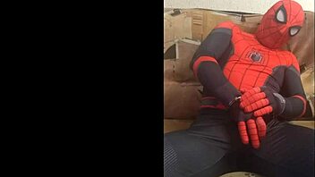 Gay Spiderman Enjoys Solo Time In His Spandex Suit