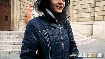 beautiful shrima malati takes his cock deep in her throat outdoors 😍