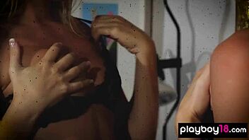 stunning blonde katie jean teases naked in steamy shower scene