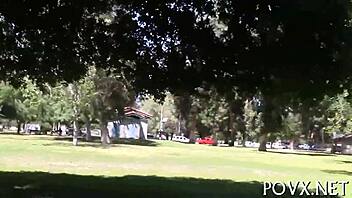 Adorable teen 18+ slut bent over for hardcore doggystyle sucking 😍