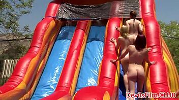 Gangbang Lesbians Outdoor Toying Pussy And Ass With Dildos