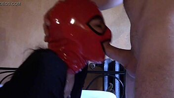 Petite latina teen moans during deepthroat blowjob on sofa!