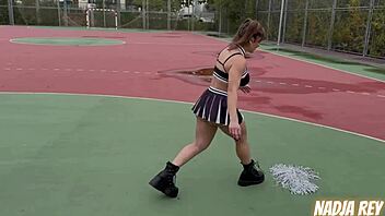 Young Cheerleader Fucks on Street and Swallows Cum