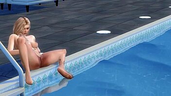 pool masturbation with blonde cartoon babe uncensored