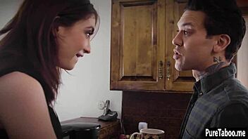 tattooed milf in hardcore threesome with petite teen blowjob taboo