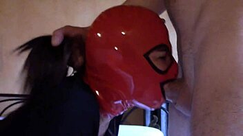 Petite latina teen moans during deepthroat blowjob on sofa!