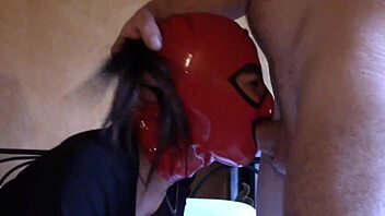 Petite latina teen moans during deepthroat blowjob on sofa!