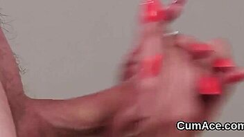 Facial cumshots for a naughty stunner in a bukkake video