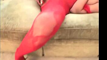 her ripped stockings tease her wet pussy