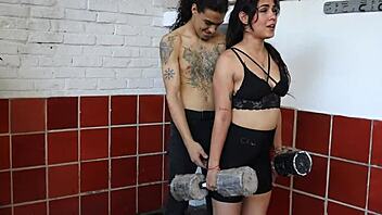 A hot Colombian teen gets naughty with her stepbrother while working out