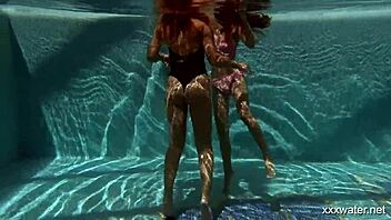 Enjoy a steamy lesbian encounter with petite Russian teen Vyvan Hill and her friend Stefanie Moon in the pool