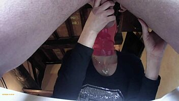 Laura gives an amazing blowjob and deepthroat on the sofa!