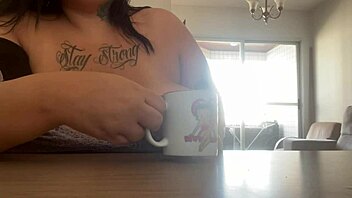 Hot Latina Milf Mary Jhuana Shows Off While Sipping Coffee!