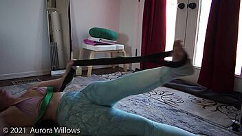 Barefoot yoga student gets shaved and fucked by her instructor