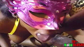 African beauty gives an amazing blowjob in POV