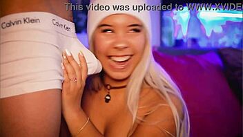 Sexy webcam girl seduces boyfriend's cock live 😏