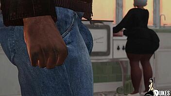 Interracial threesome with big black cock and ebony church elder