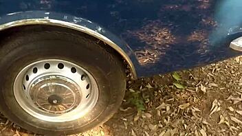 Sensual Milf Gets Creampied in Her Car During Voyeur Session