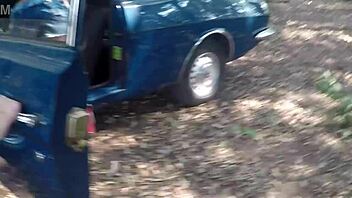 Sensual Milf Gets Creampied in Her Car During Voyeur Session