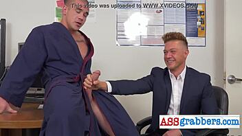 is the hunk having gay sex in the office?