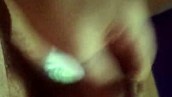 guy wanking his cock until he cums hard on himself