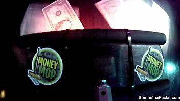 Samantha Saint's big tits and ass on display during behind-the-scenes masturbation solo