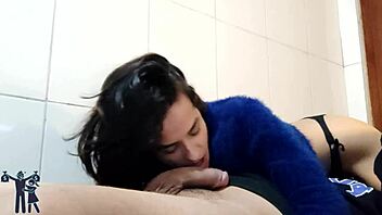 Amateur couple enjoys first time sex in a hair salon